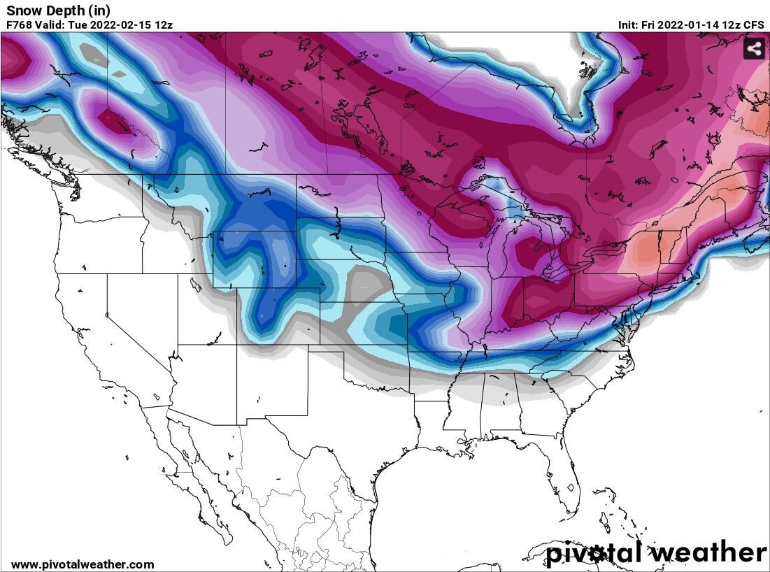 Mid-February snow depth